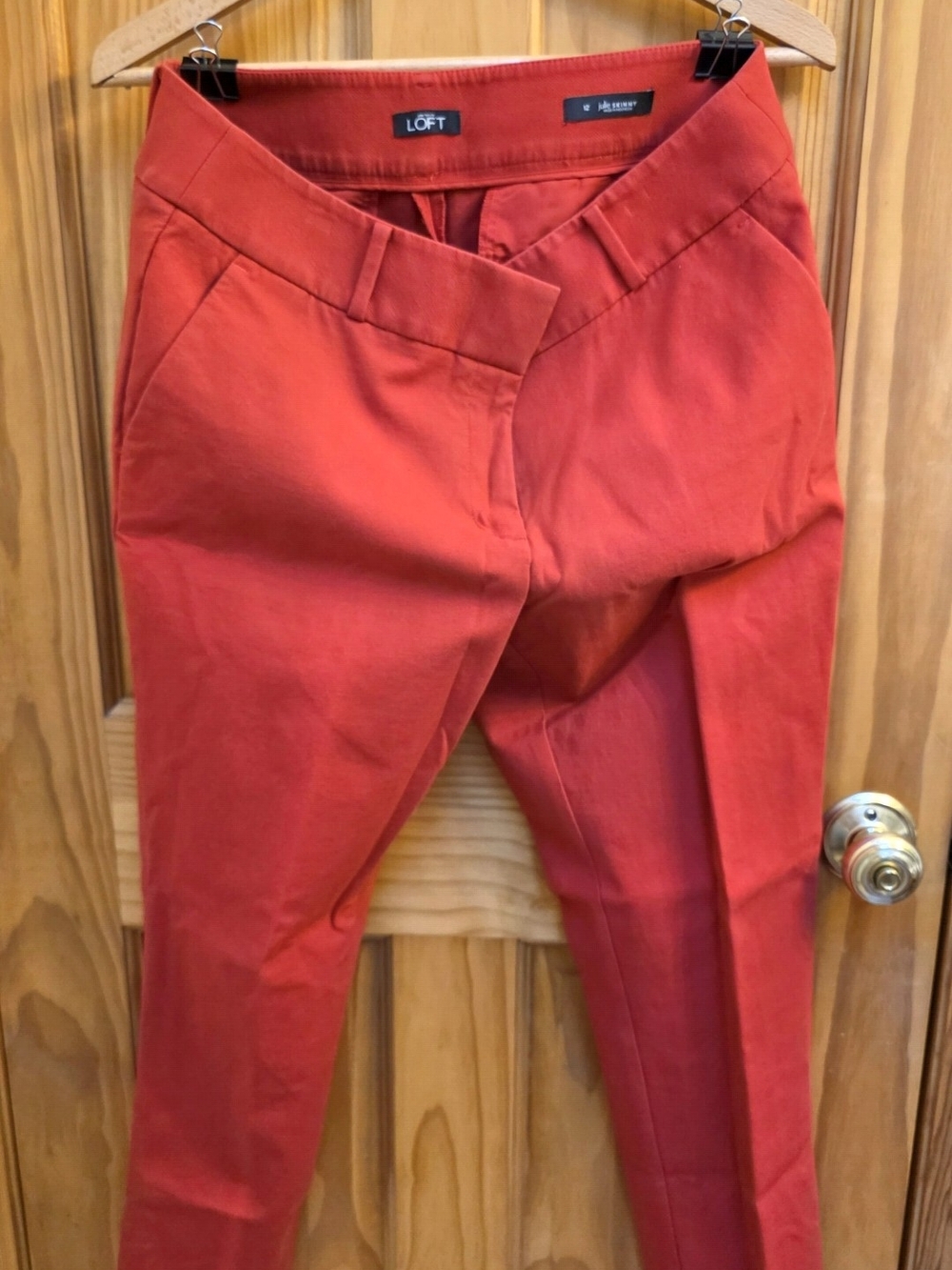 LOFT Red Cropped Tailored Ankle Pants